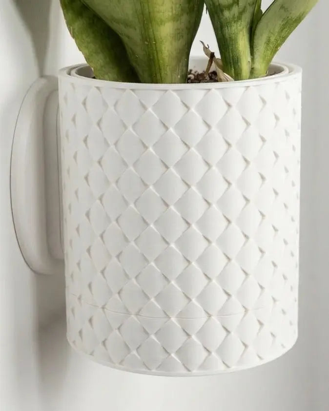 Evoliv Quilted Wandblumentopf mit Tropfschale, quadratisches Design, Wandhalterung für Pflanzen, moderne Gartendekoration