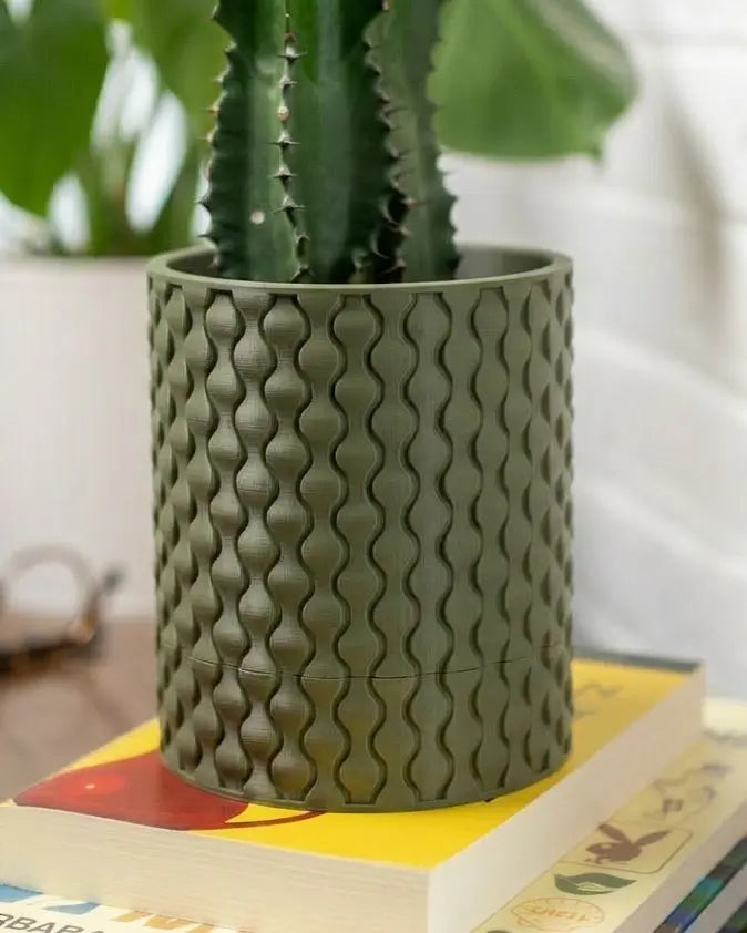 Evoliv Raindrop Tisch-Pflanzgefäss mit Tropfschale aus Kunststoff, modernes Design, ideal für kleine Pflanzen und Dekoration.