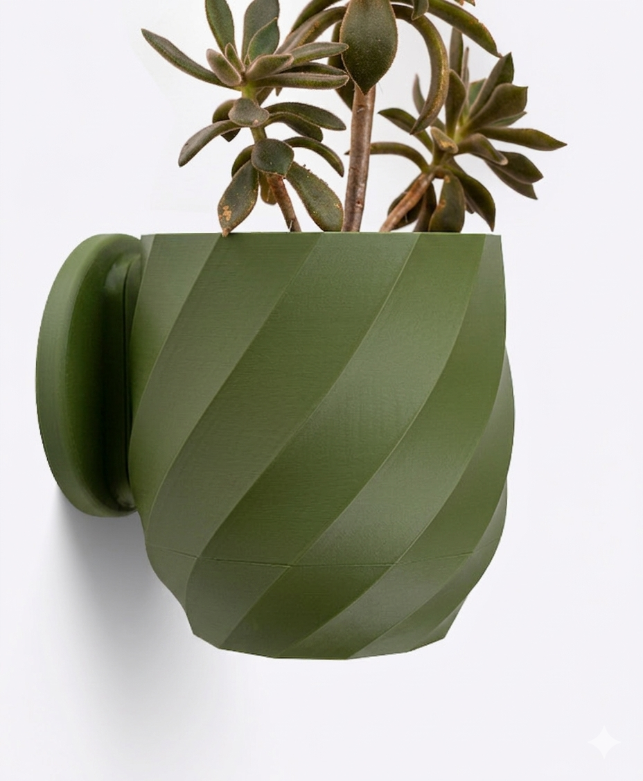 Evoliv Twisted – Wandblumentopf mit Tropfschale