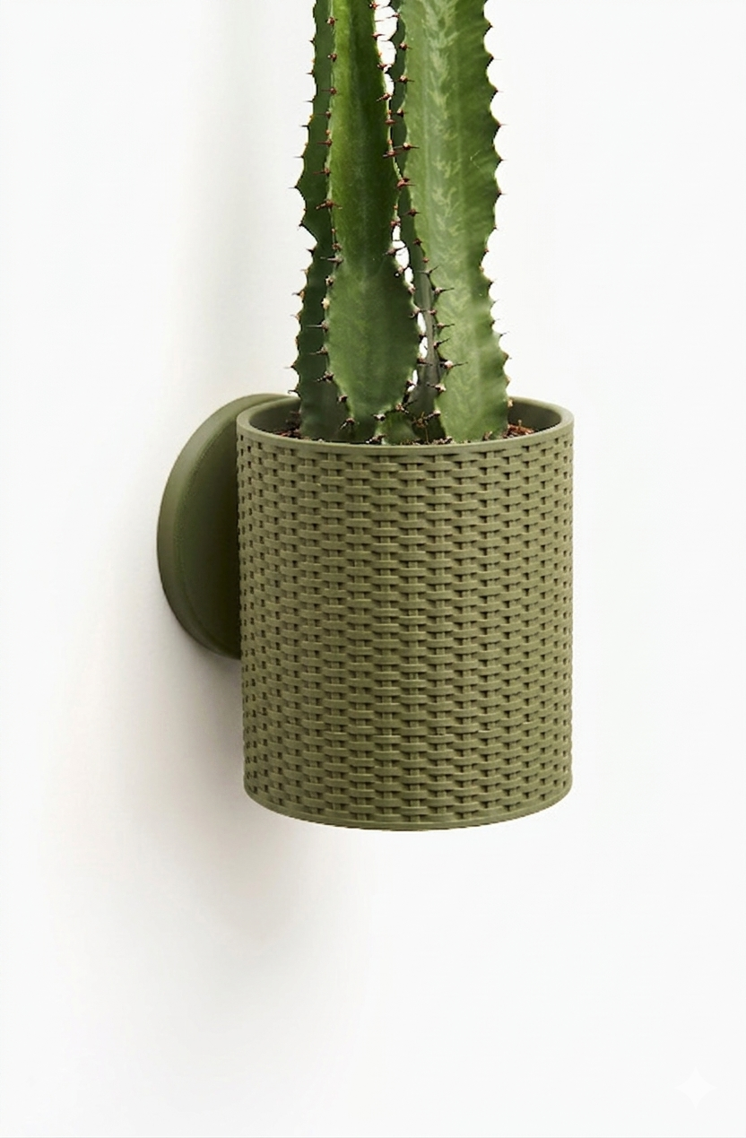 Evoliv Basketweave – Wandblumentopf mit Tropfschale