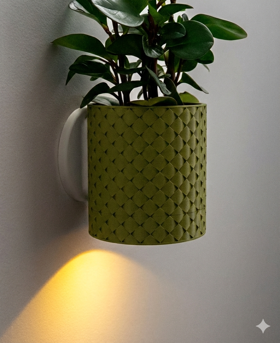 Evoliv Quilted Light – Wandblumentopf mit Tropfschale