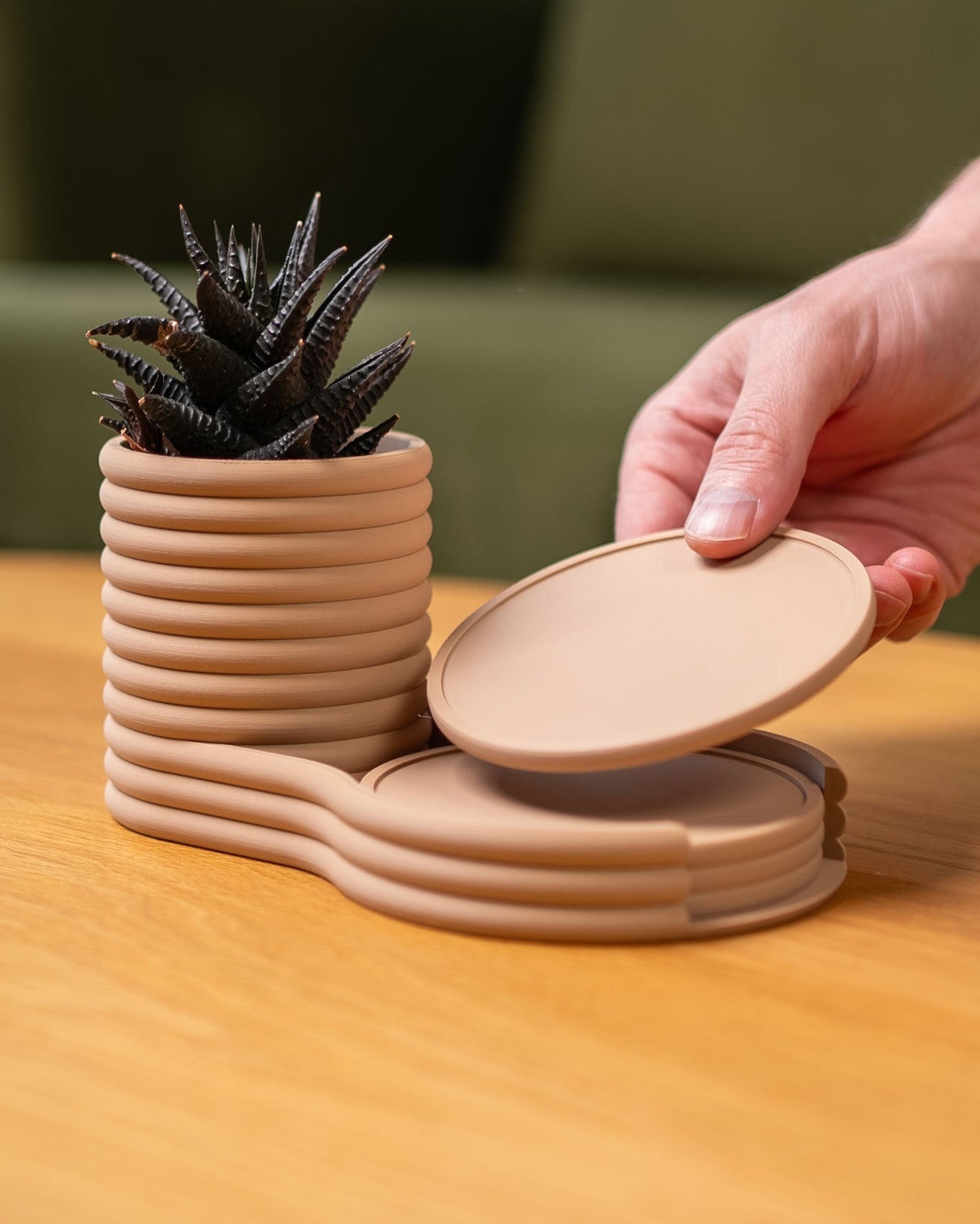 Evoliv „Coaster Blumentopf - Set“ – Pflanzengefäss mit integriertem Untersetzer - Organizer – von Evoliv
