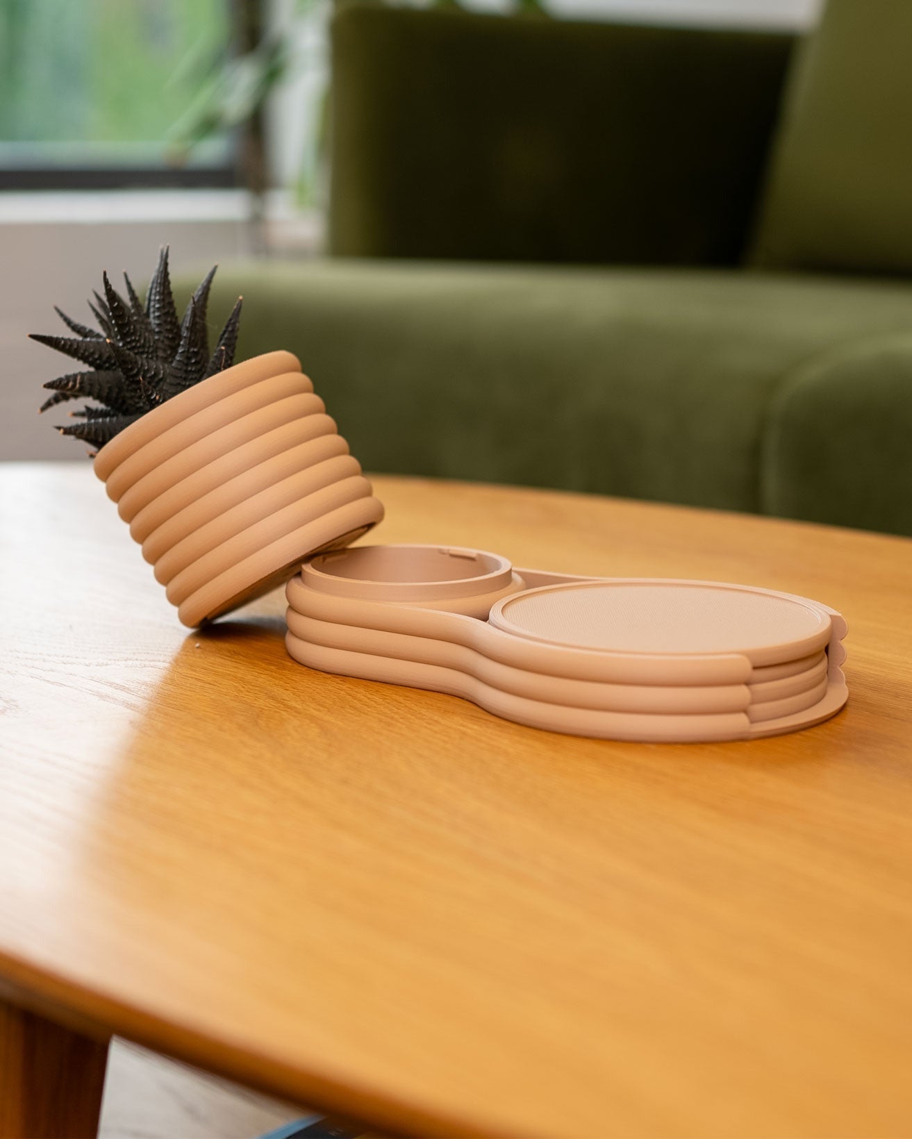 Evoliv „Coaster Blumentopf - Set“ – Pflanzengefäss mit integriertem Untersetzer - Organizer – von Evoliv