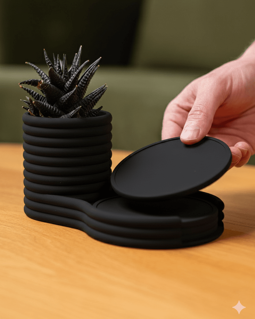 Evoliv „Coaster Blumentopf - Set“ – Pflanzengefäss mit integriertem Untersetzer - Organizer – von Evoliv