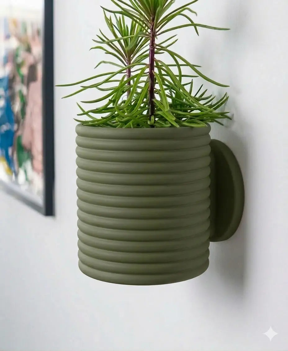 Evoliv Poppy Wandblumentopf mit Tropfschale, eleganter blauer Blumentopf für Wanddekoration mit Pflanzen.