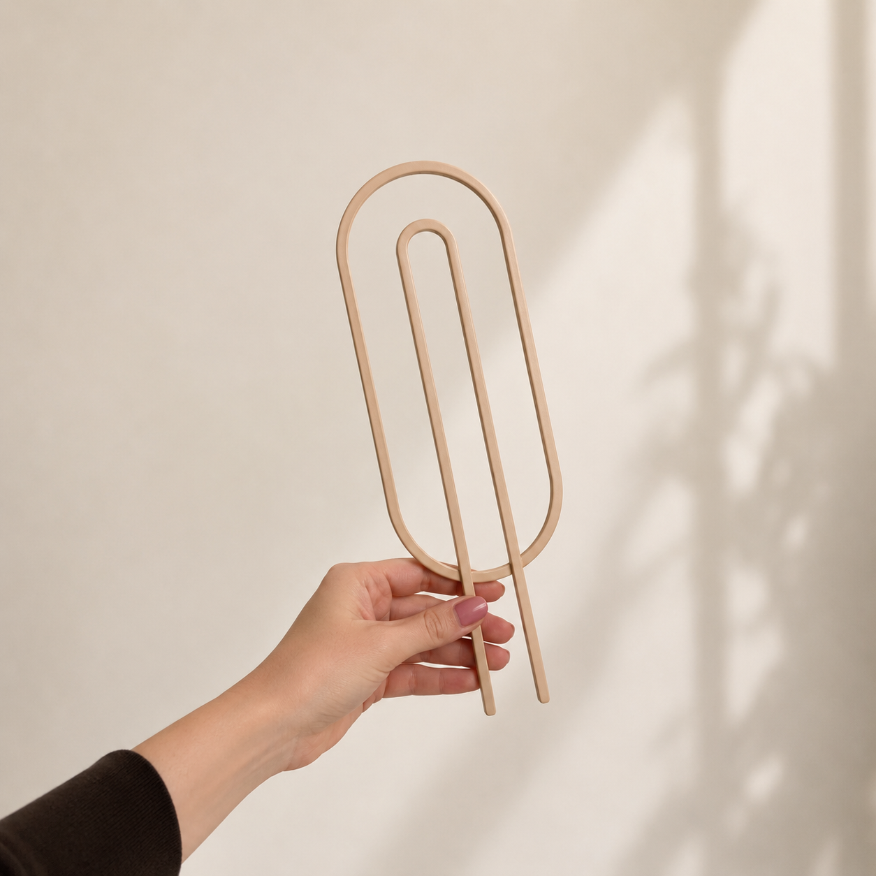 Pflanzenstütze Curve in Beige mit minimalistischem Design. Dekorative Rankhilfe für Zimmerpflanzen zur stabilen Führung von Trieben und Ranken.